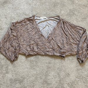 Leopard Print Wrap Crop Top